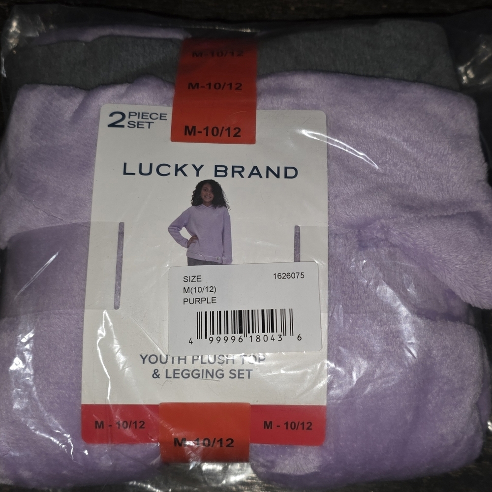 Lucky Brand youth plush top & legging 2-piece set size M(10/12) Purple Grey Nwt